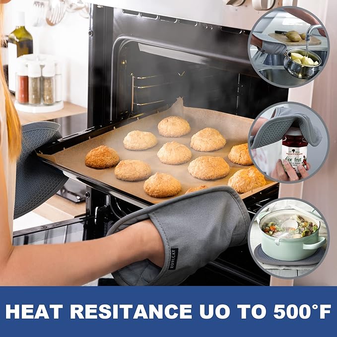 2-Pack Silicone Pot Holders for Kitchen Heat Resistant up to 500°F, Non-Slip - Image 2