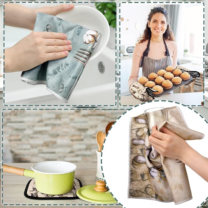 Fourluoo 10 Pcs Farmhouse Kitchen Decor and Accessories Set 4 Kitchen Towels 2 - Image 6