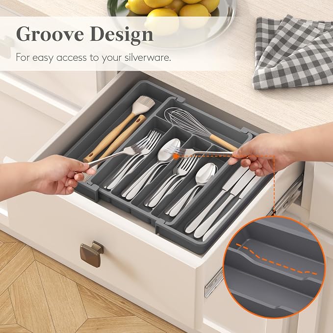 Lifewit Silverware Drawer Organizer, Expandable Utensil Tray - Image 7