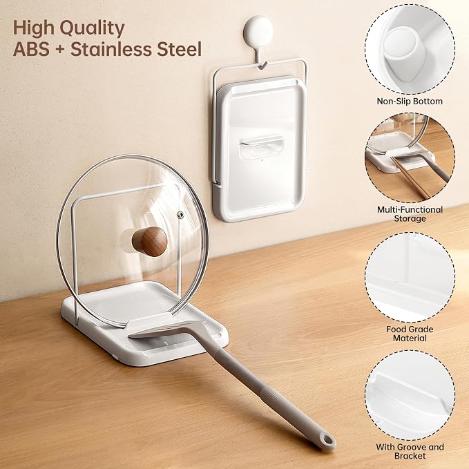 PAVSTINE Pot Lid Holder, Lid and Spoon Rest Holder - Image 3