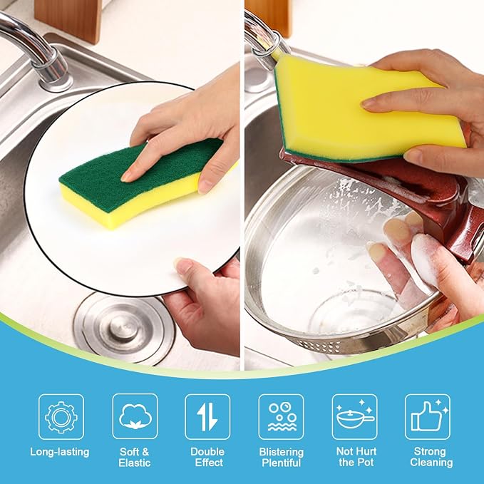AIDEA Sponges Kitchen, XL Heavy Duty Dish Sponge, Cleaning Dish Scrubber Sponge - Image 3
