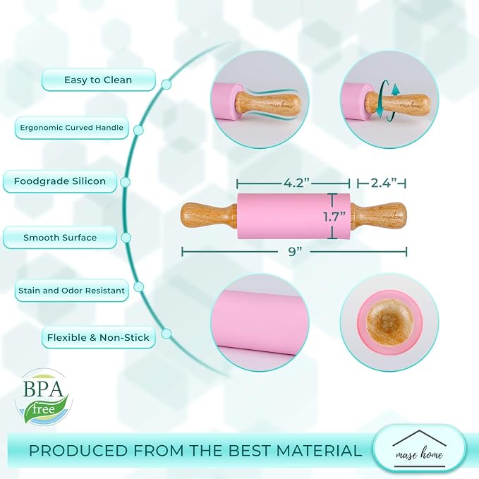 Mini Silicone Rolling Pin for Kids Baking – | Ideal for Toddlers, Cookies & - Image 2