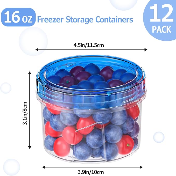 12 Pack-16 OZ Freezer Storage Containers, Small Plastic Containers - Image 3