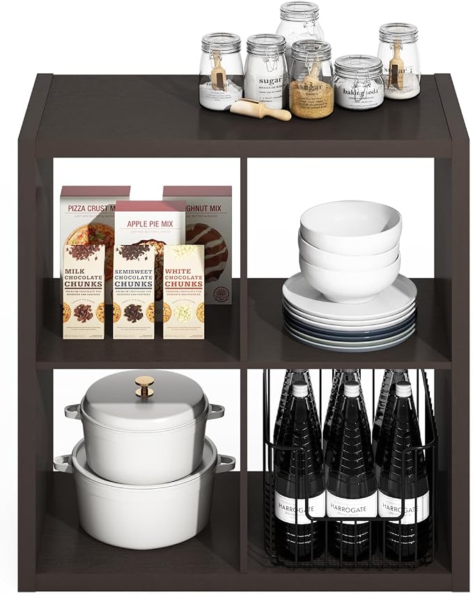 Furinno HERMITE Kitchen Island, 4-Cube Coffee Bar, Extra Thick Kitchen Storage - Image 5