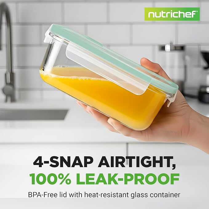 NutriChef 10 Piece Glass Food Storage Containers - Image 2