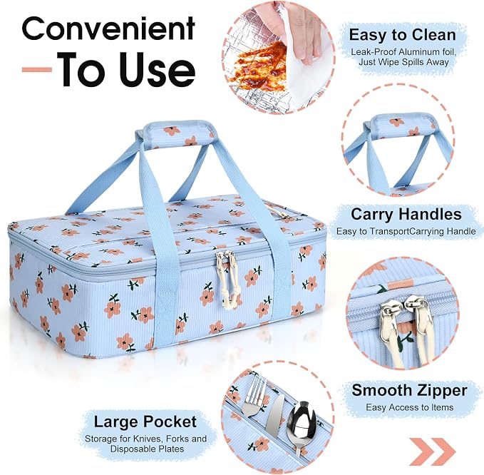 Corduroy Casserole Carrier, Insulated Lasagna Lugger - Image 4