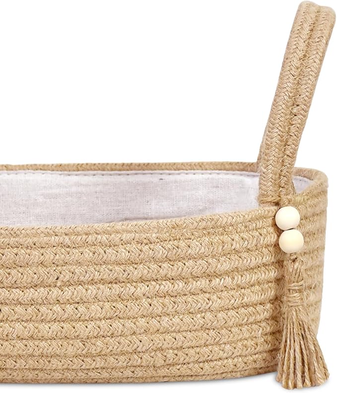 ABenkle XL Small Storage Basket, Jute Rope Woven Toilet Paper Tray Organizer - Image 3
