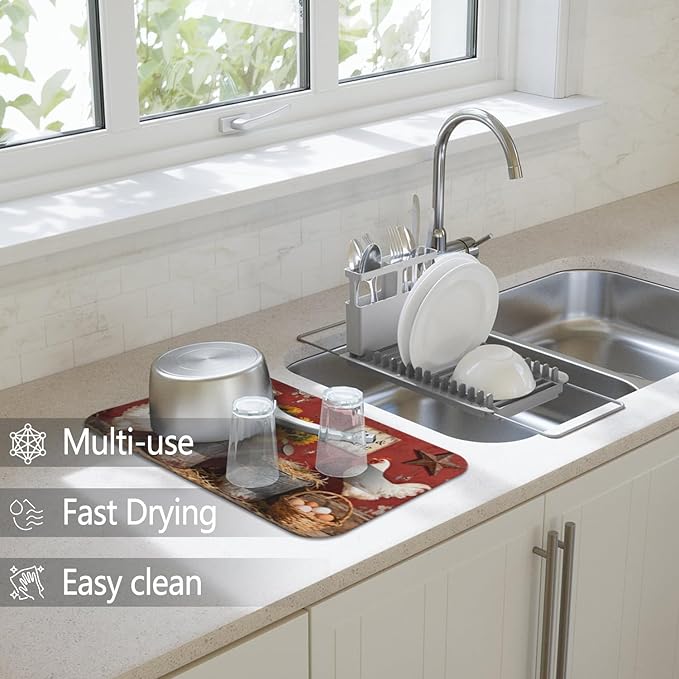 Dish Drying Mat for Kitchen Counter 2 Pack - Image 2