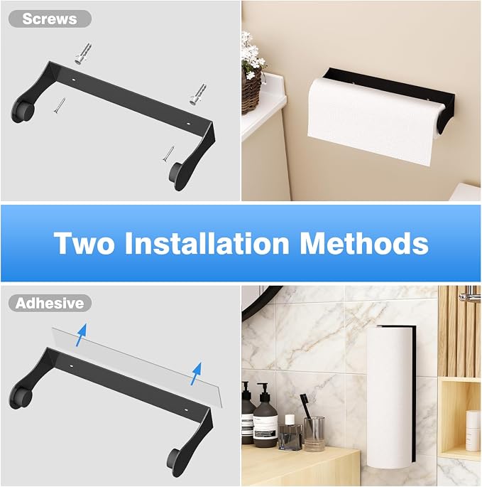 Paper Towel Holder Under Cabinet, Adhesive & Wall Mount, Under Counter Paper - Image 6