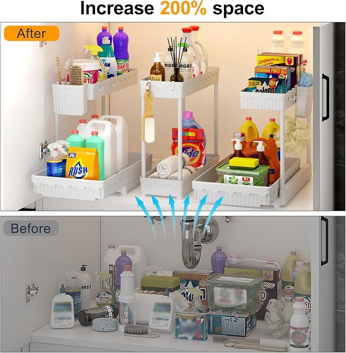 Sevenblue 3 Pack Multi-Purpose Under Sink Organizers and Storage, 2026 L-Shaped - Image 2