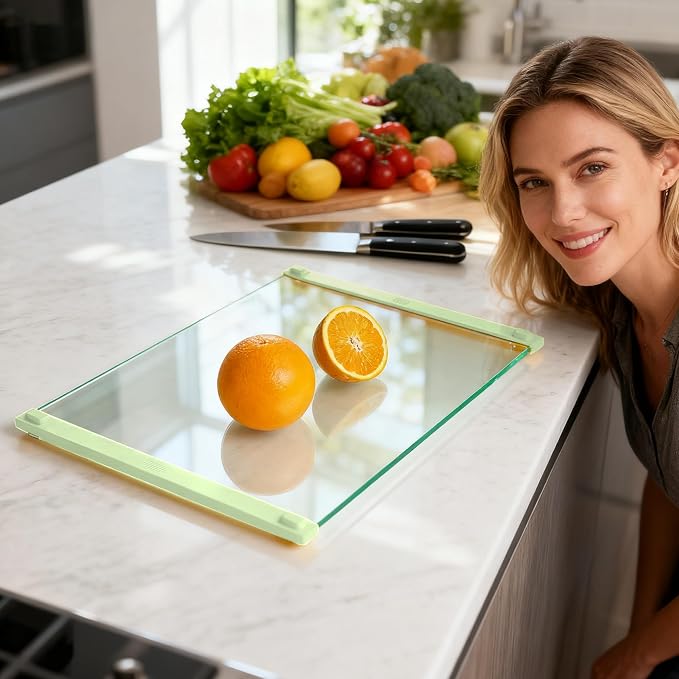 2PCS Glass Cutting Board with Silicone Grip, 80% Stronger Shatter Resistance - Image 9