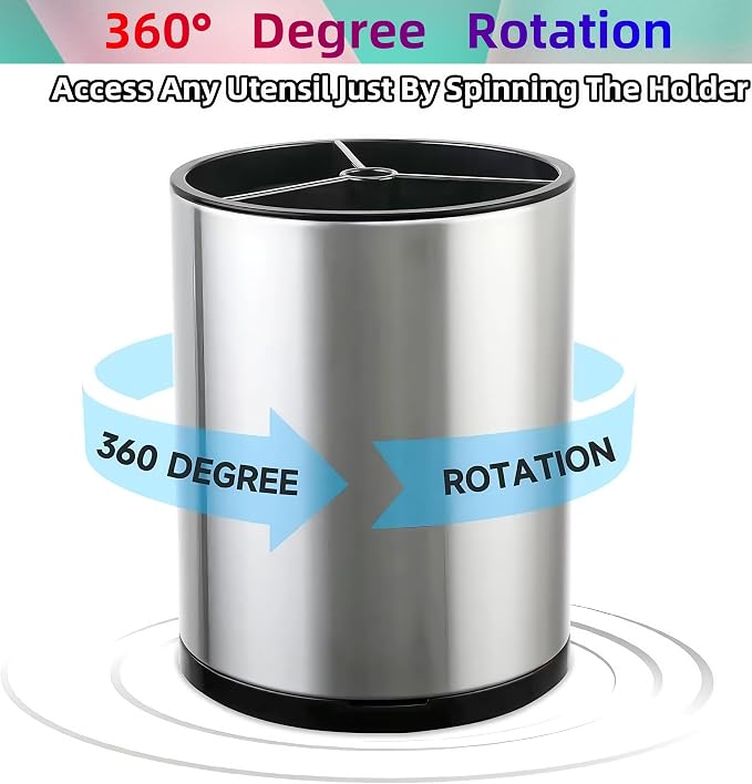 LIBODOUR Kitchen Utensil Holder Extra Large Rotating - Image 5