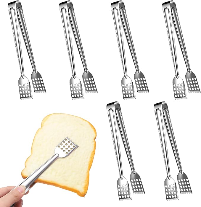 6PCS Small Tongs, Serving Tongs 7Inch Stainless Steel Kitchen Tong Small by Unknown