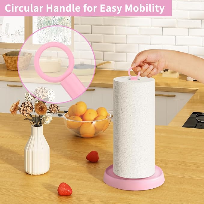 Pink Paper Towel Holder Countertop, Stainless Steel, Paper Towel Stand Holder - Image 2