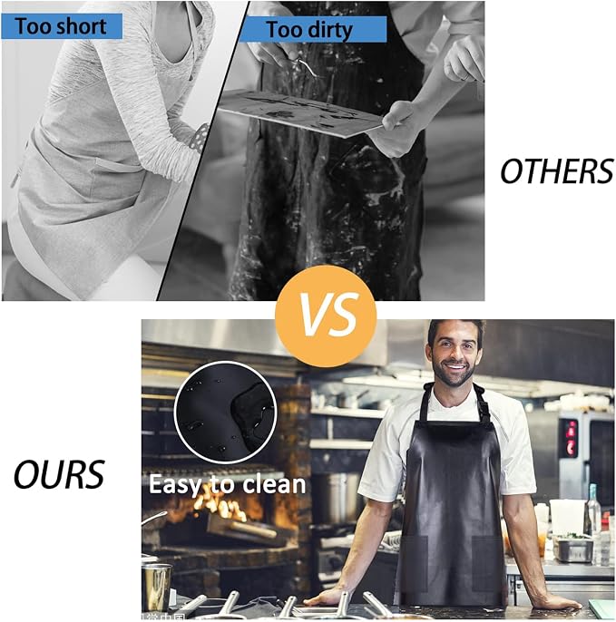 Homsolver 2 Pack Waterproof Rubber Aprons, Heavy Duty Butcher - Image 6