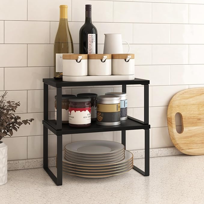 Kitchen Cabinet Organizer Shelf Set of 4, Sturdy Kitchen Counter Shelves - Image 3