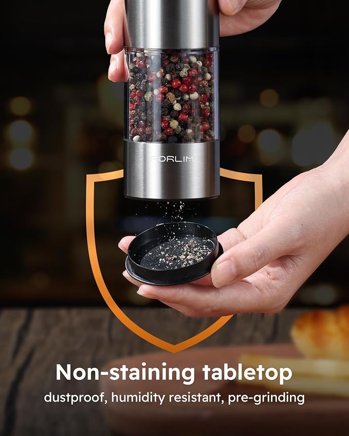 FORLIM Electric Salt and Pepper Grinder Set, USB Rechargeable, Automatic Salt - Image 3