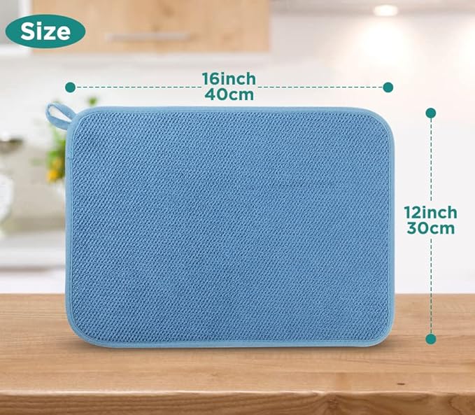 GeeRic Microfiber Dish Drying Mat, Super Absorbent Kitchen Dish Drying Pad - Image 2