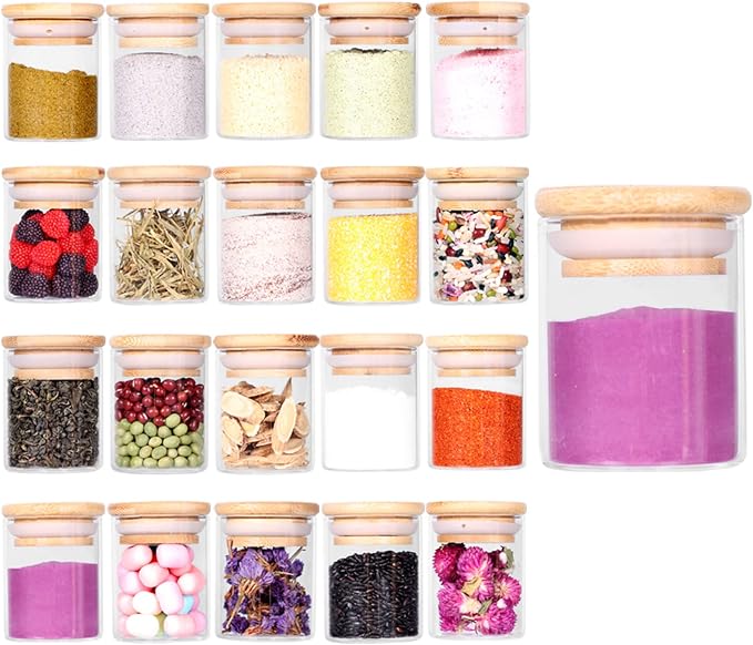 Tzerotone Spice Jar Set, 2.5oz 20 Piece Glass Jar by Tzerotone