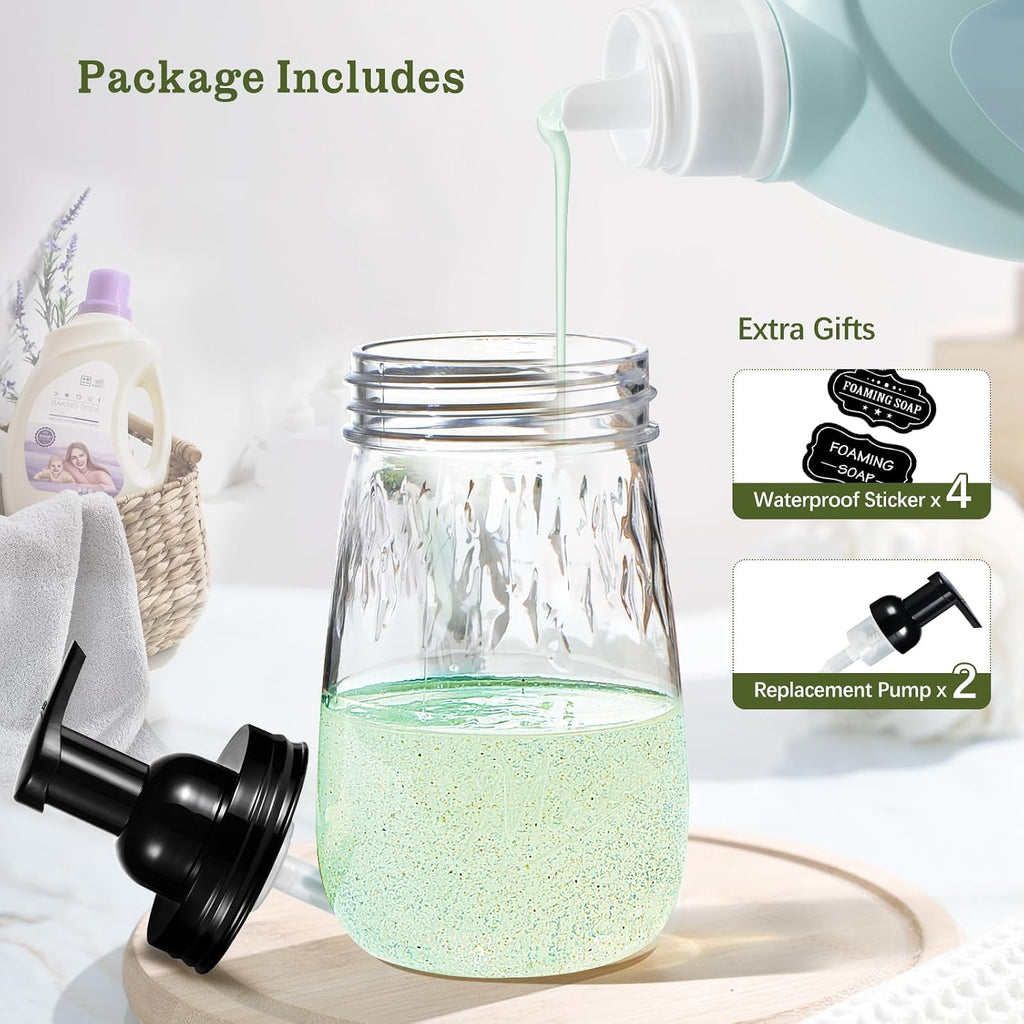 Amolliar 16Oz Foaming Soap Dispenser with Pump Lid, Plastic Refillable