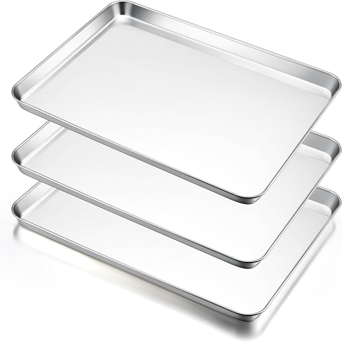 E-far Large Baking Sheets Set of 3, 20”x14” Stainless Steel Cookie Sheet Pans by E-far