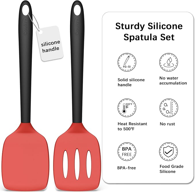 Coukre 2 Pack Silicone Spatula Set, High Heat Resistant, BPA Free Kitchen - Image 3