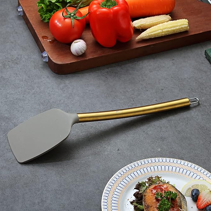 Berglander Non-stick Silicone Solid Turner, Titanium Gold Plating handle - Image 4
