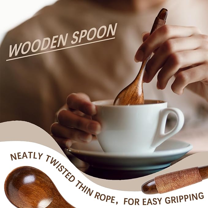 6 PCS Wooden Spoons for Honey, 6.7 inch Small Wooden Spoons - Image 4