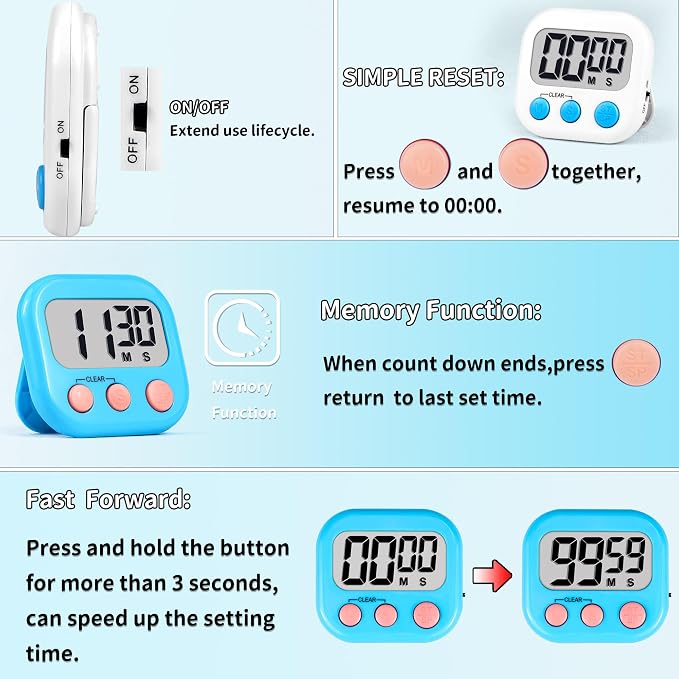 Timer for Kids Teachers Supplies Digital Kitchen Timers for Cooking Large - Image 4
