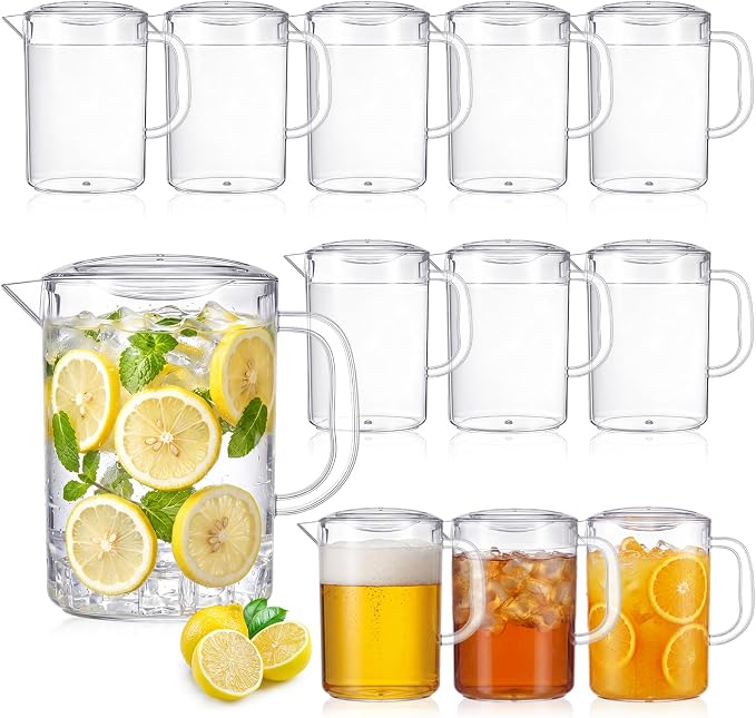 Tessco for you 12 Pcs Plastic Pitchers 60 Ounce Clear Restaurant Jug Large by Tessco