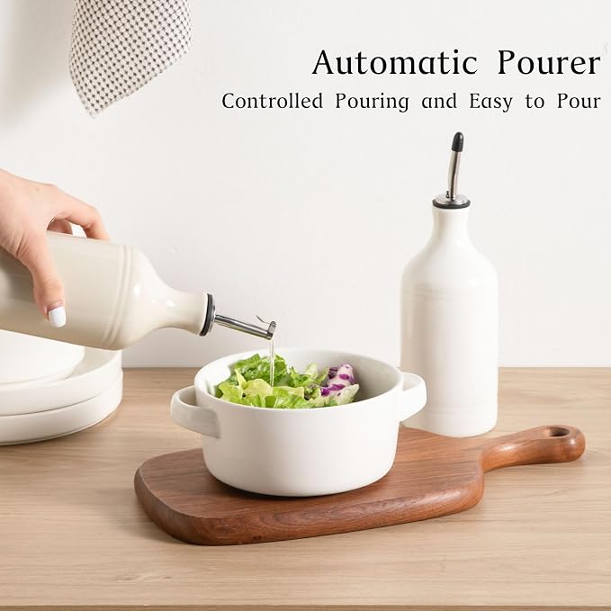 Sweejar Ceramic Olive Oil Dispenser Bottle Set, Opaque Oil Cruet Protects to - Image 3