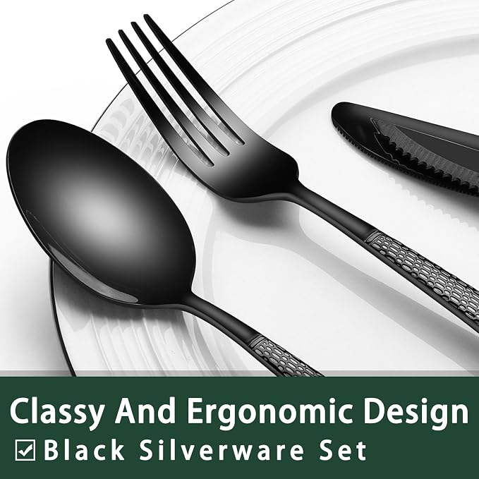 EWFEN 24-Piece Black Silverware Set - Image 3