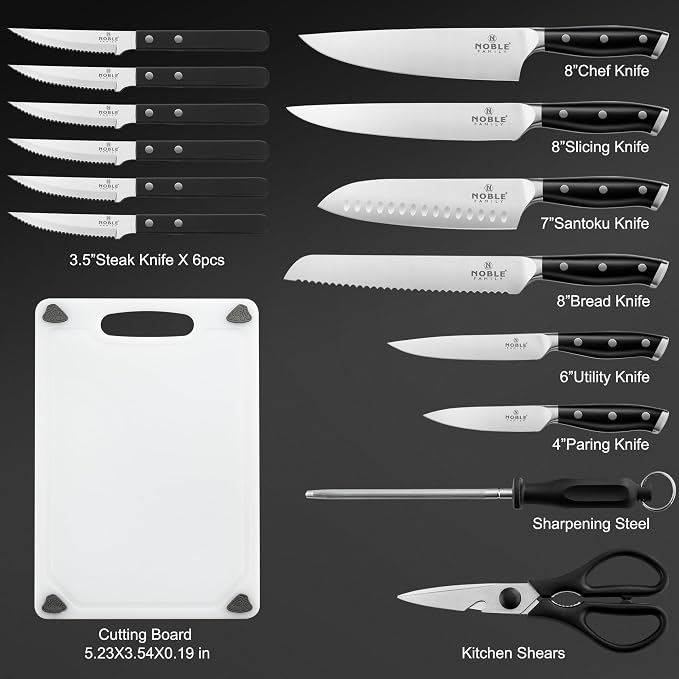 Knife Set with Block, N NOBLE FAMILY 16Pcs Kitchen Knives Drawer Organizer Set - Image 2