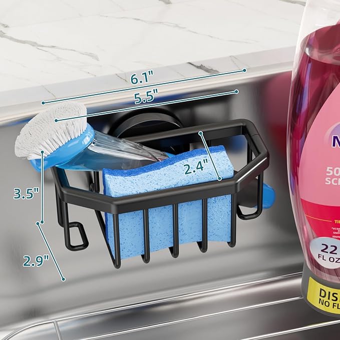 TAILI Sink Caddy with Strong Suction Cup, Sponge Holder - Image 3