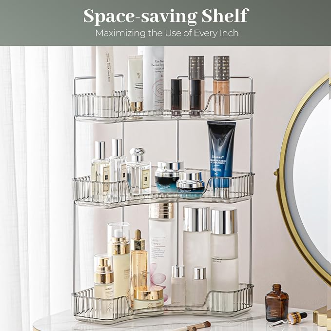 Aveniee Corner Bathroom Counter Organizer, Bathroom Countertop Shelf Makeup - Image 6