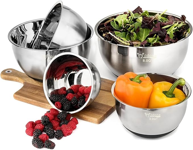 Wildone Mixing Bowls with Airtight Lids, Stainless Steel Nesting Mixing Bowls - Image 5