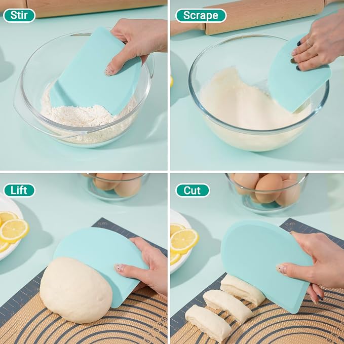 Silicone Dough Scraper with Stainless Steel Sheet, Curved Edge Flexible Bowl - Image 5