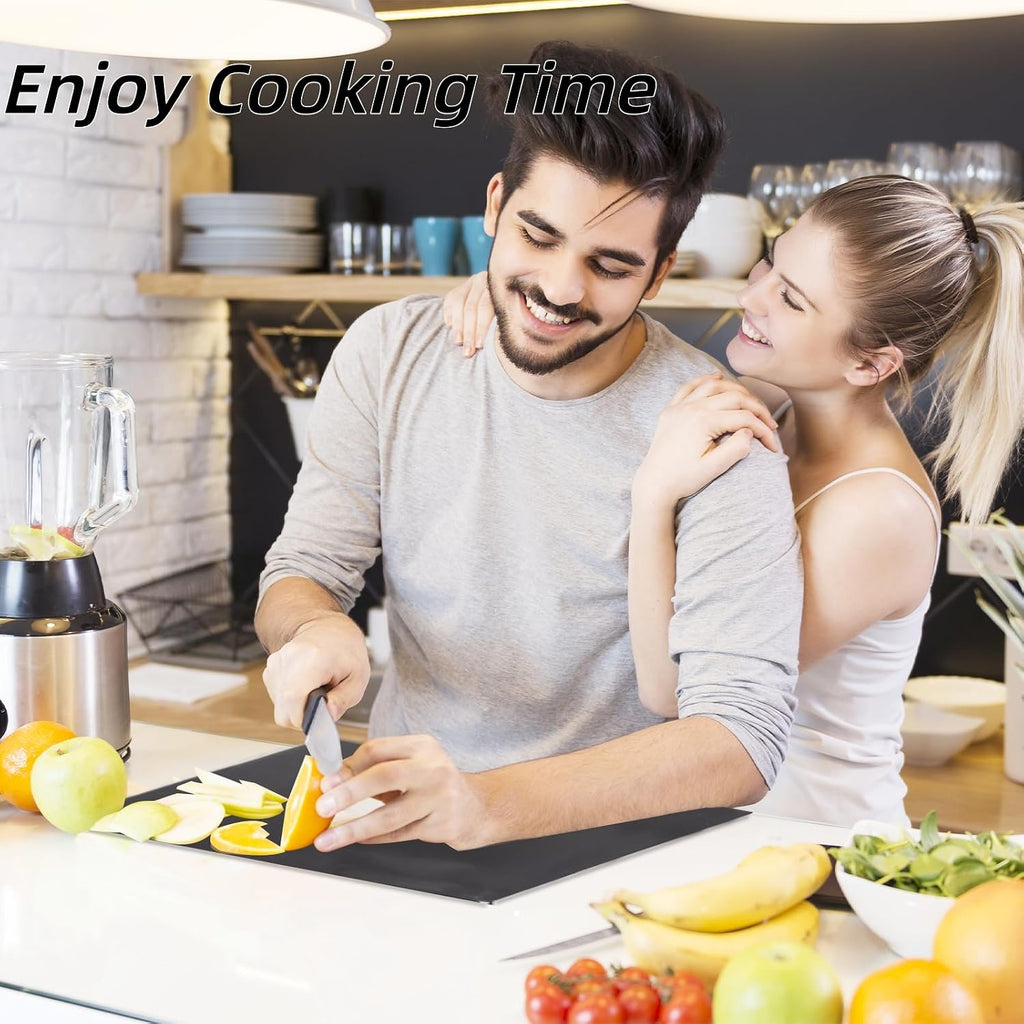 JJL Black Acrylic Cutting Board with Counter Lip, 16 x 12.5 Inches