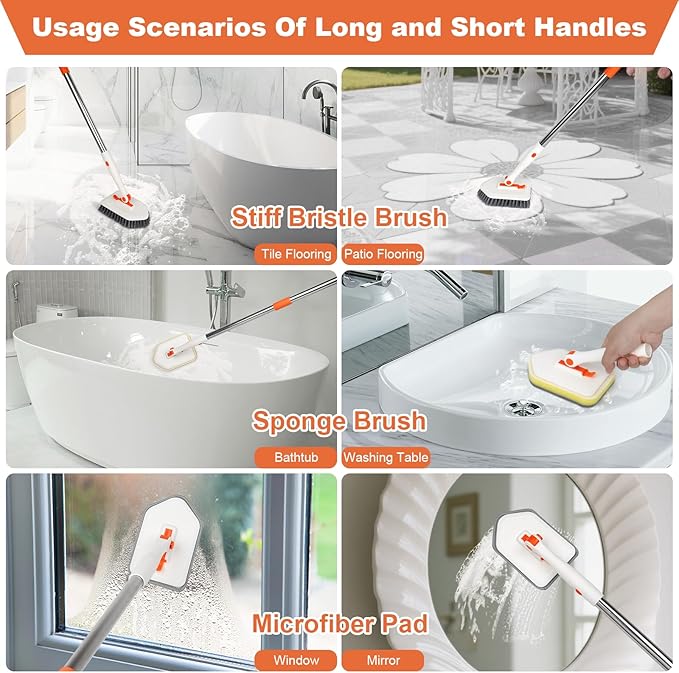 Long Handled Scrub Brush for Shower，3-in-1 Cleaning Brushes - Image 7