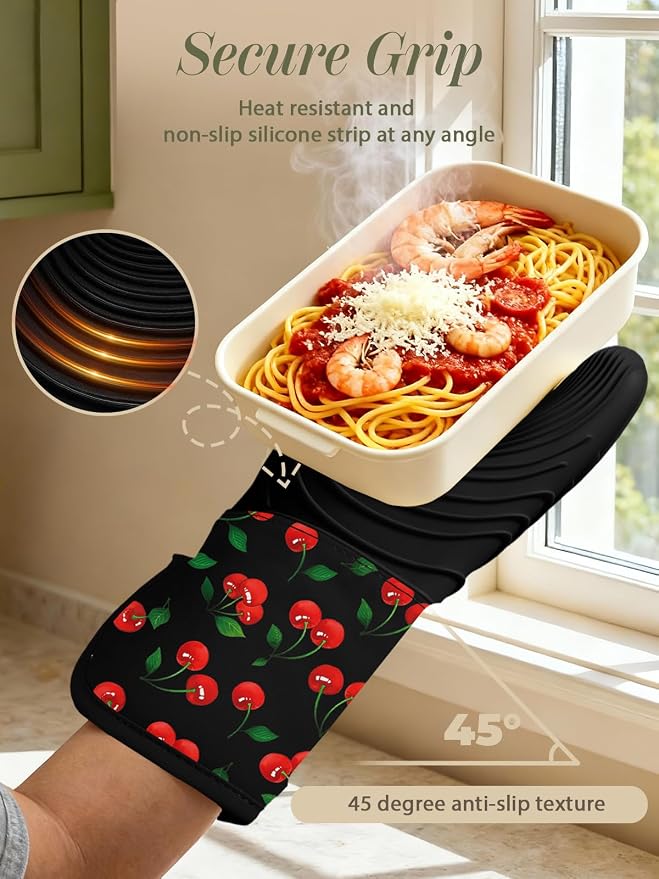 Slohif Long Silicone Oven Mitts Heat Resistant - Image 3