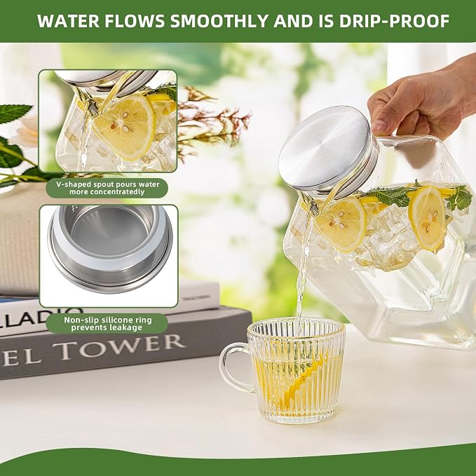 Hannadepot Glass Pitcher, 3.6L/122 oz Glass Water Pitcher - Image 5