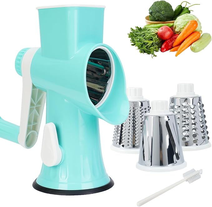 Rotary Cheese Grater with Handle-Versatile Cheese Grater Non-Slip Suction Base by Unknown