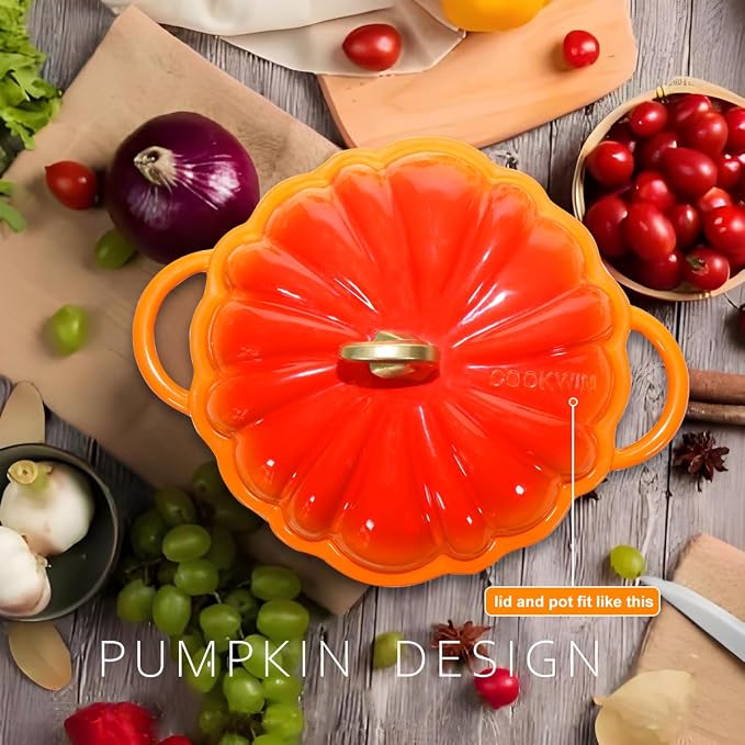 Pumpkin Enameled Cast Iron Dutch Oven - Image 2