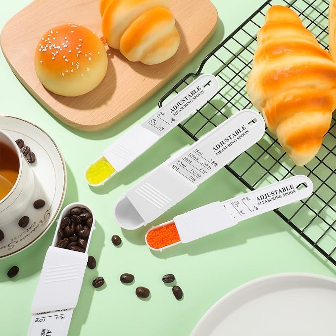 6 Pcs Adjustable Measuring Spoon Plastic Tablespoon and Teaspoon Set Baking - Image 4
