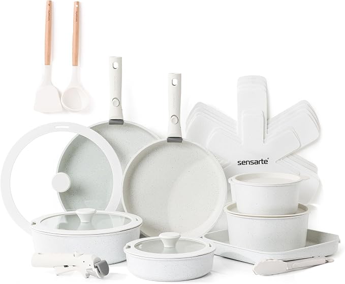 SENSARTE 24 Piece Pots and Pans Set, Nonstick Detachable Handle Cookware by SENSARTE
