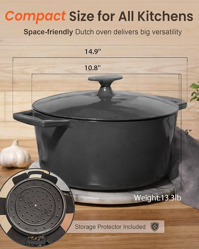 Nuwave 6QT LUX Healthy Enameled Cast Iron Dutch Oven Pot - Image 9