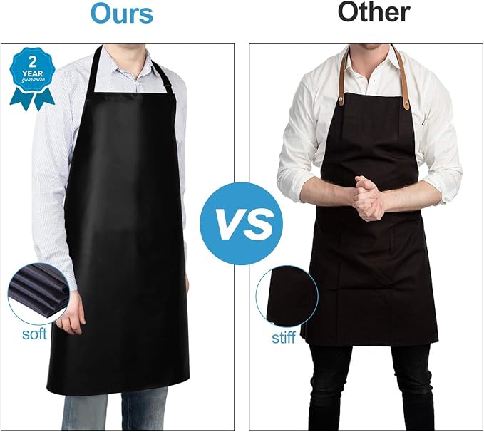 Gotega Waterproof Rubber Vinyl Apron Adjustable Dishwasher Apron - Image 7