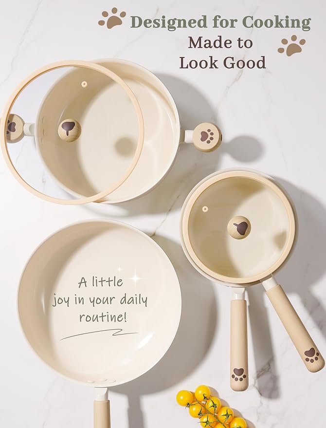 Astercook Pots and Pans Set Non Stick, Ceramic Cookware Set Non Toxic - Image 5