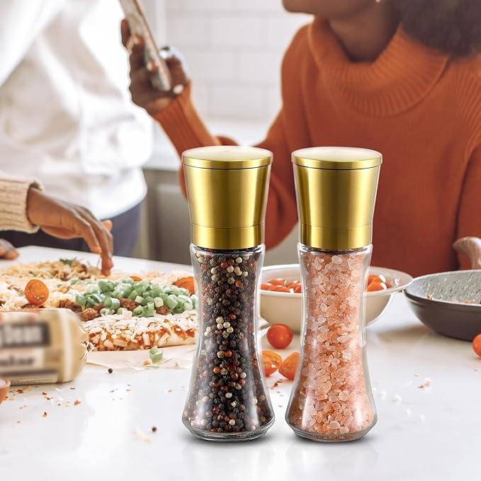 VEVOK CHEF Gold Salt and Pepper Grinder Mill Set Stainless Steel Pepper Shaker - Image 8