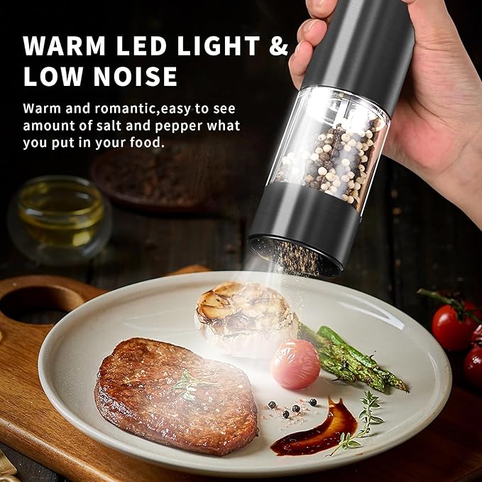 Haomacro Electric Salt and Pepper Grinder Set, Upgraded Larger Capacity - Image 2